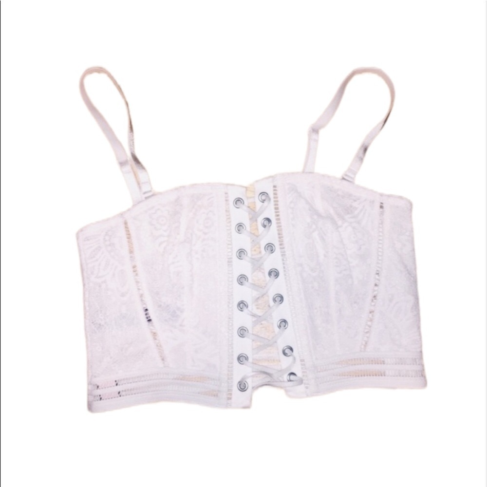 NWT Victoria's Secret: Rare 🔥 Small White Lacey Corset Style Bralette Lingerie